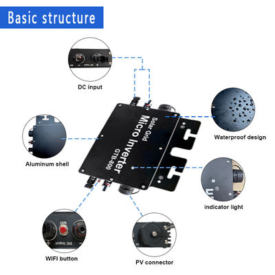 300W Up To 2800W Solar Micro Inverter MPPT Voltage Range 22V-48V