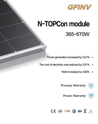 CE 450-650W Monocrystalline Photovoltaic Solar Panels  With 12 Years Warranty