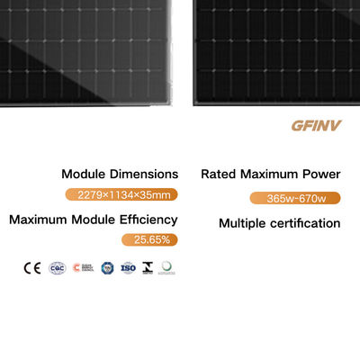 365-670w Photovoltaic Solar Panels With Flat Roof Mounting TUV Certifications